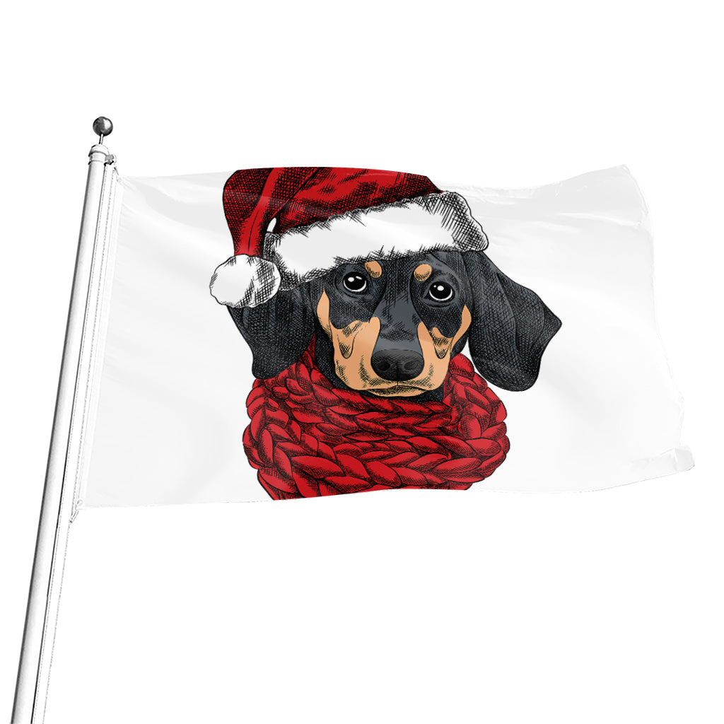 Christmas Santa Dachshund Print Flag