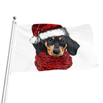 Christmas Santa Dachshund Print Flag