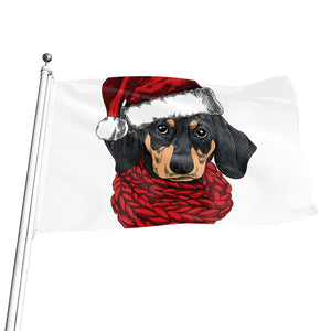 Christmas Santa Dachshund Print Flag