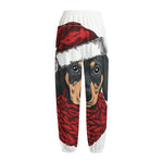 Christmas Santa Dachshund Print Fleece Lined Knit Pants