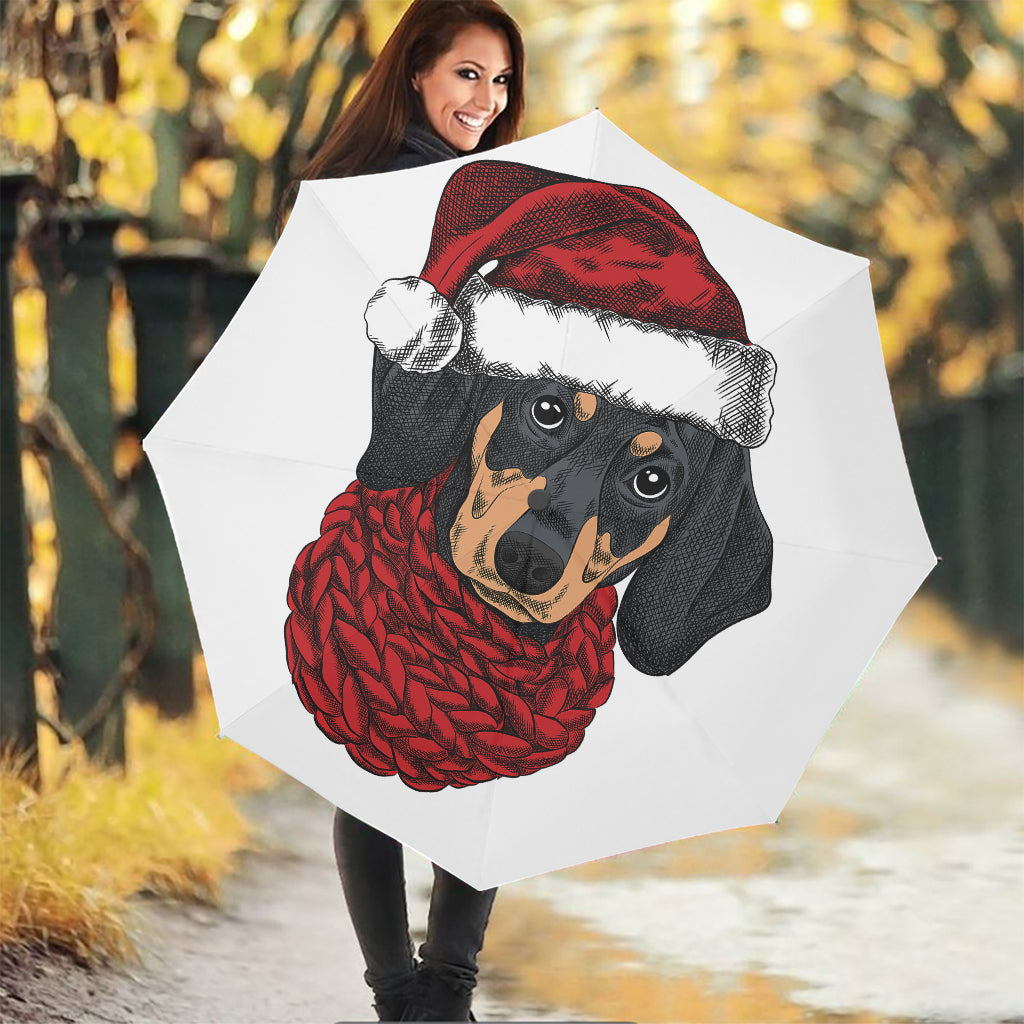 Christmas Santa Dachshund Print Foldable Umbrella