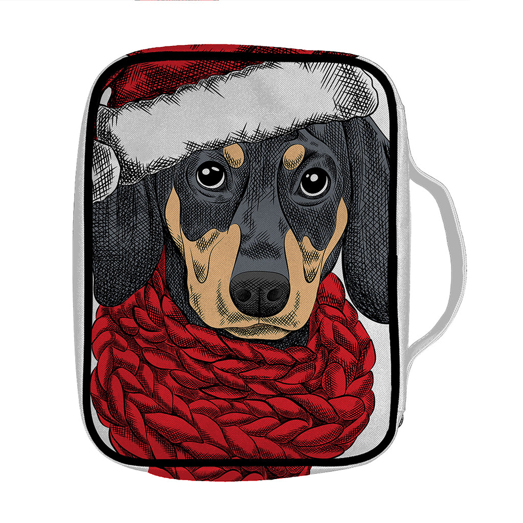 Christmas Santa Dachshund Print Front Pocket Bible Bag
