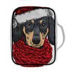 Christmas Santa Dachshund Print Front Pocket Bible Bag