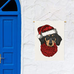 Christmas Santa Dachshund Print Garden Flag