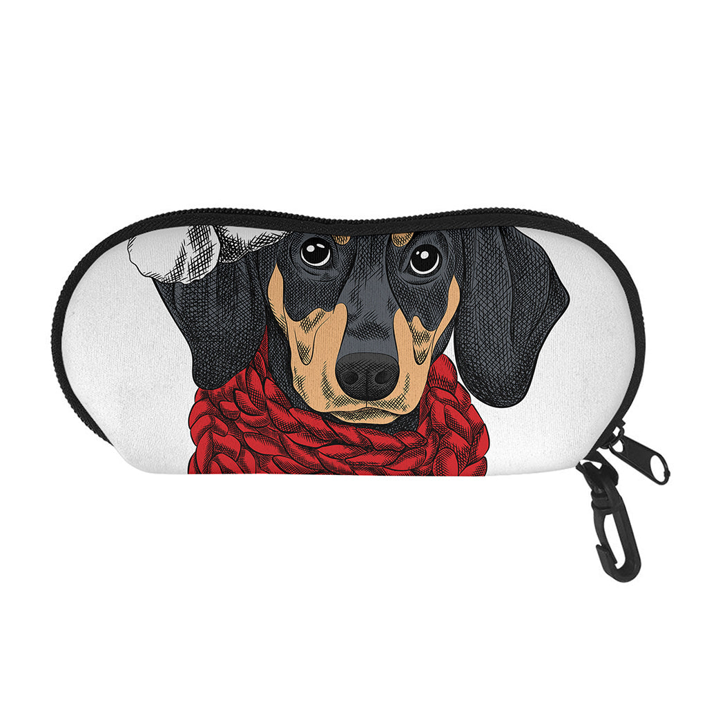 Christmas Santa Dachshund Print Glasses Case