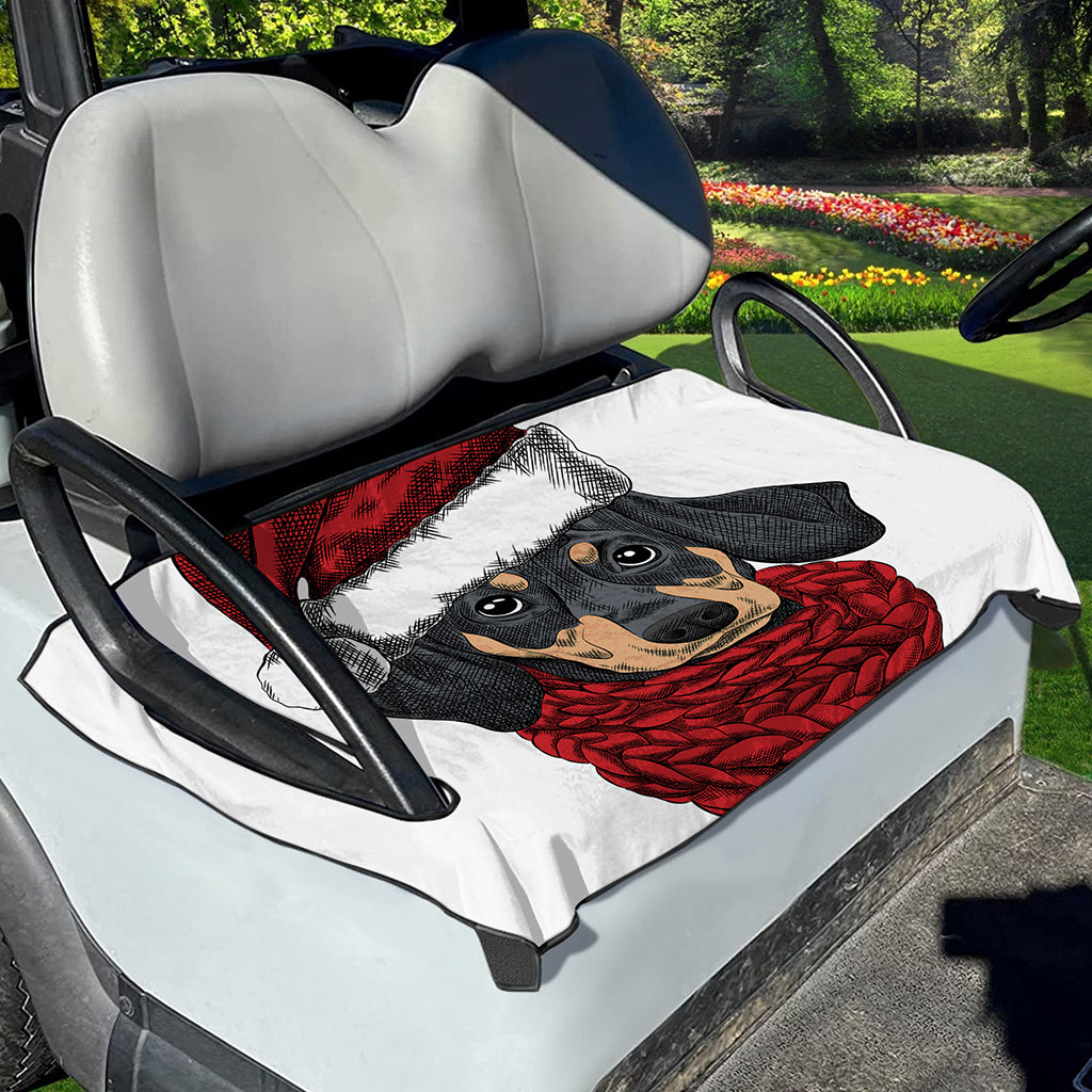 Christmas Santa Dachshund Print Golf Cart Seat Cover