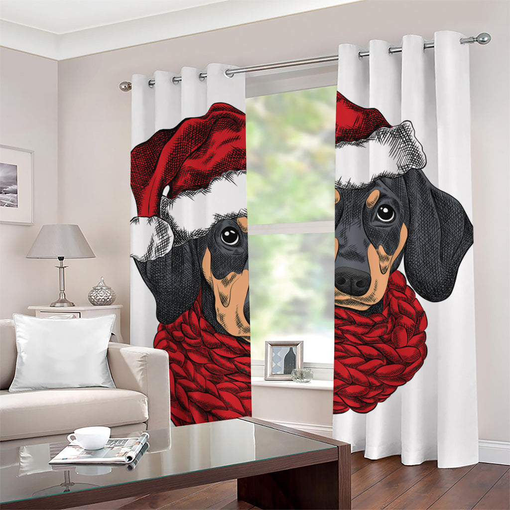 Christmas Santa Dachshund Print Grommet Curtains