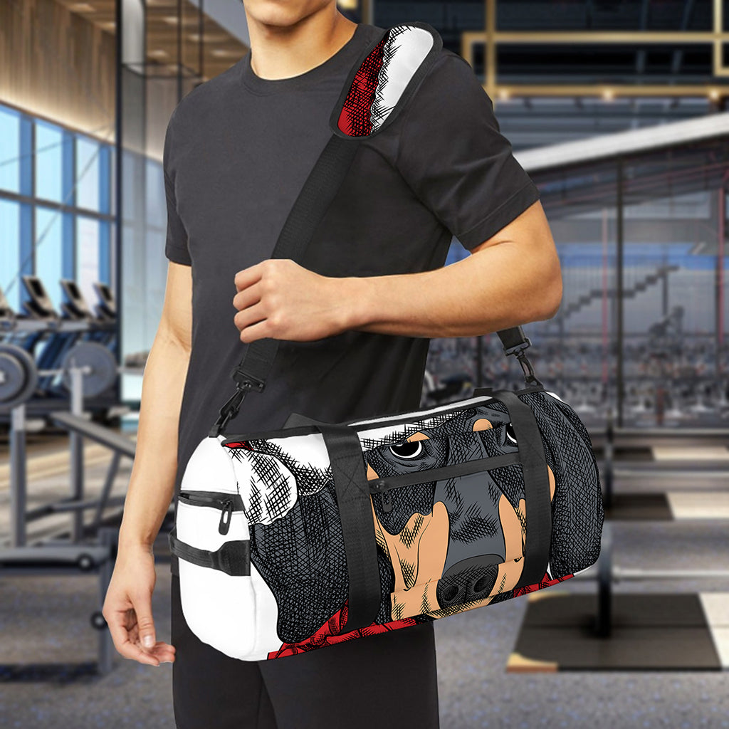 Christmas Santa Dachshund Print Gym Bag