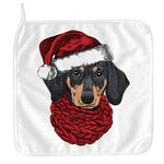 Christmas Santa Dachshund Print Hand Towel