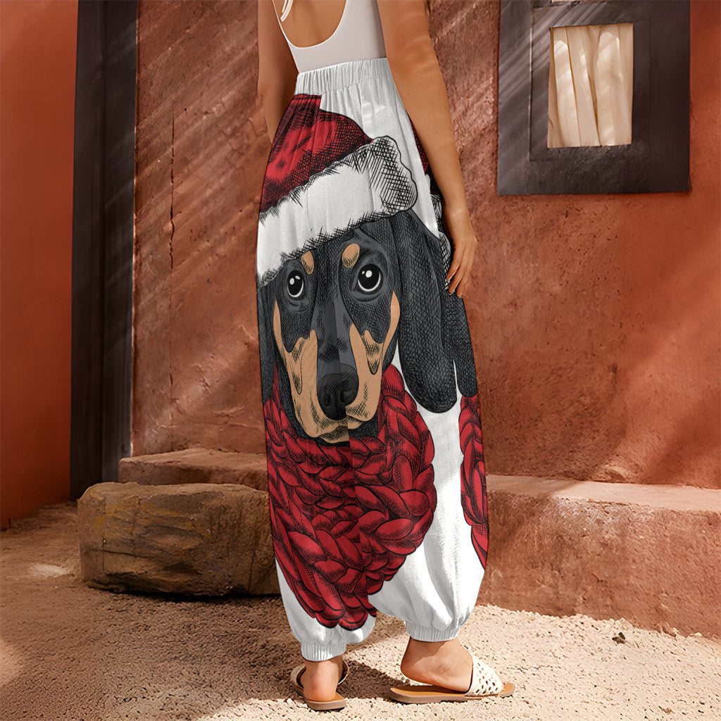 Christmas Santa Dachshund Print Harem Pants