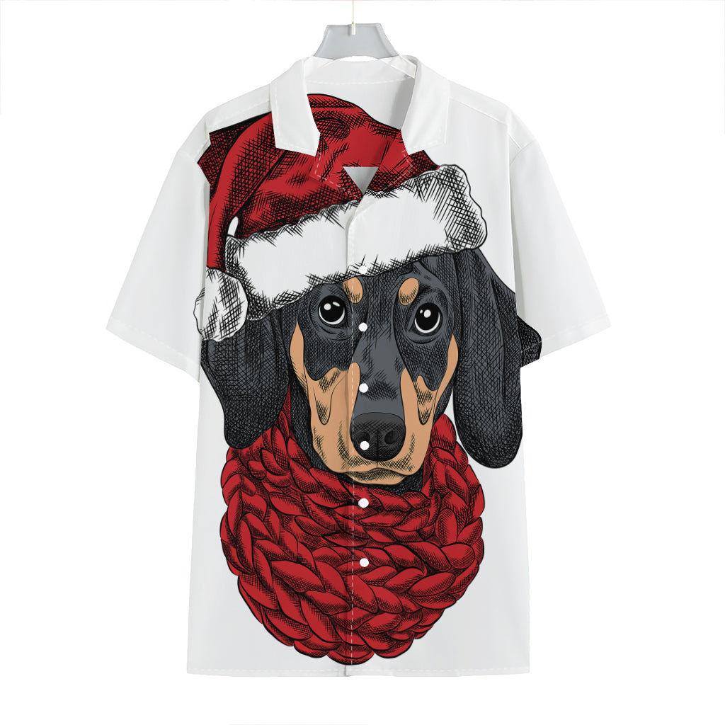 Christmas Santa Dachshund Print Hawaiian Shirt