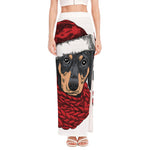 Christmas Santa Dachshund Print High Slit Maxi Skirt