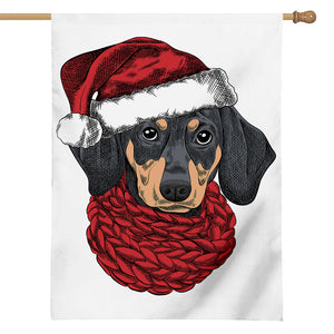 Christmas Santa Dachshund Print House Flag