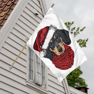 Christmas Santa Dachshund Print House Flag