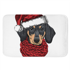 Christmas Santa Dachshund Print Indoor Door Mat