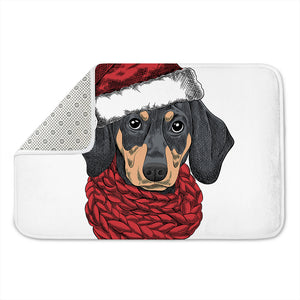 Christmas Santa Dachshund Print Indoor Door Mat