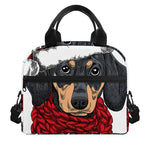 Christmas Santa Dachshund Print Insulated Lunch Bag