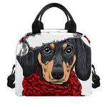 Christmas Santa Dachshund Print Insulated Lunch Bag