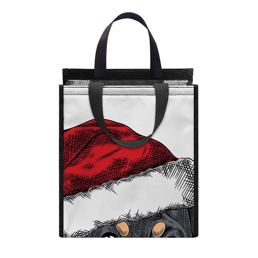 Christmas Santa Dachshund Print Insulated Lunch Tote