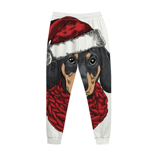 Christmas Santa Dachshund Print Jogger Pants