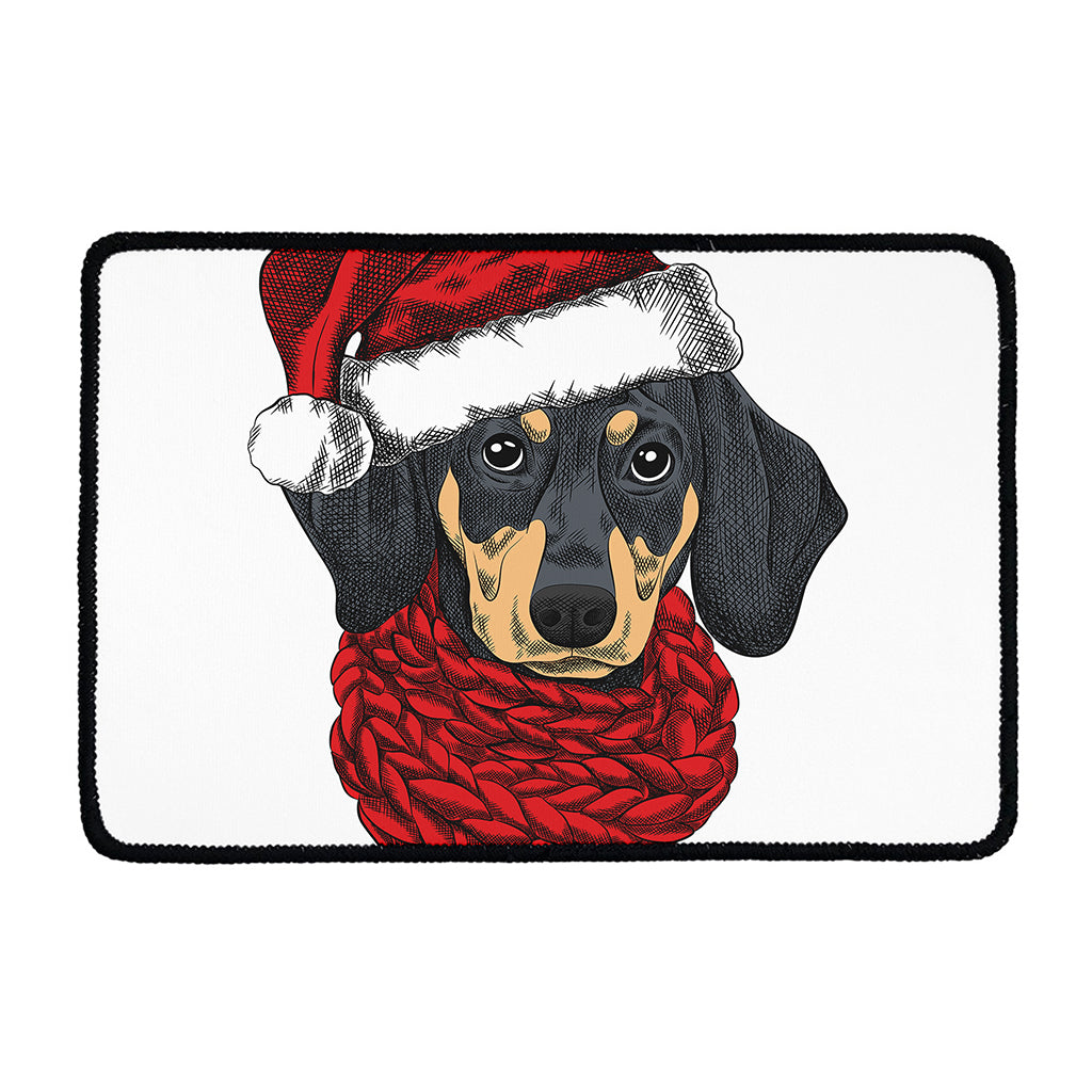Christmas Santa Dachshund Print Kitchen Mat