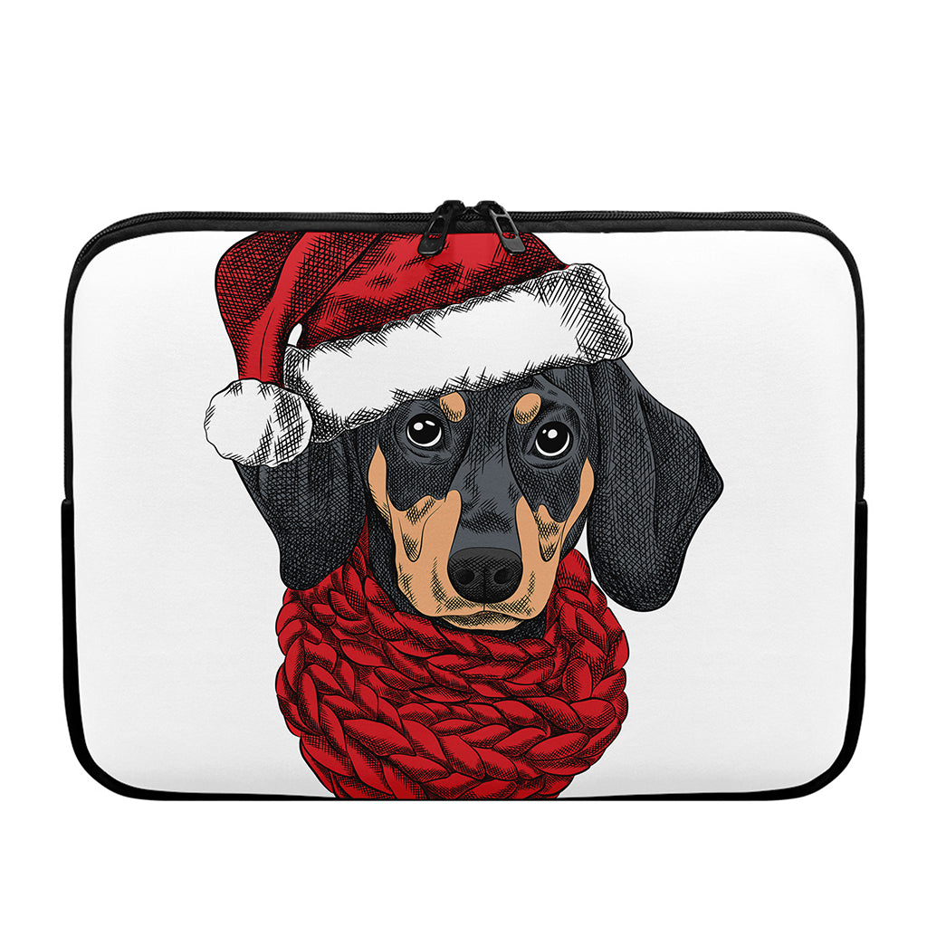 Christmas Santa Dachshund Print Laptop Sleeve