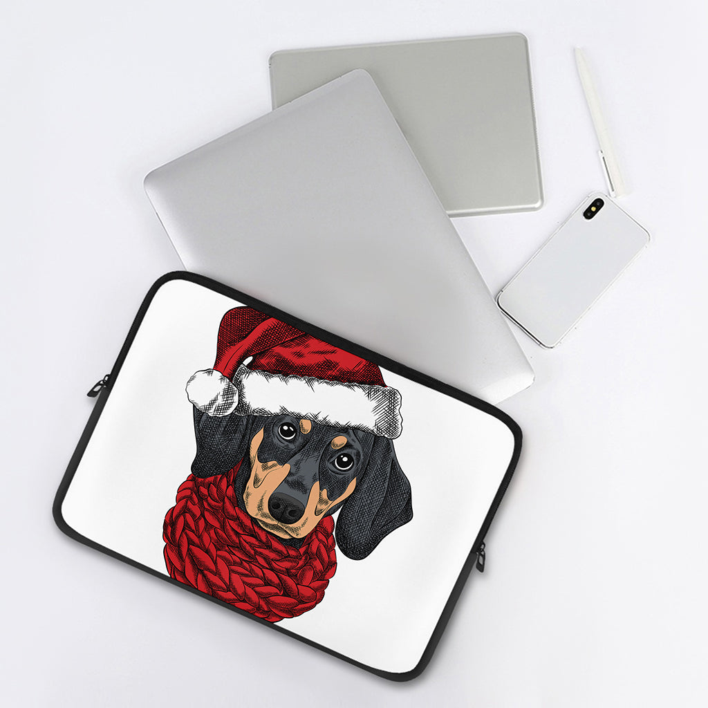 Christmas Santa Dachshund Print Laptop Sleeve