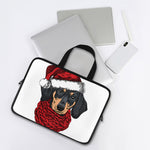 Christmas Santa Dachshund Print Laptop Sleeve With Handle