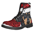 Christmas Santa Dachshund Print Lace-Up Boots