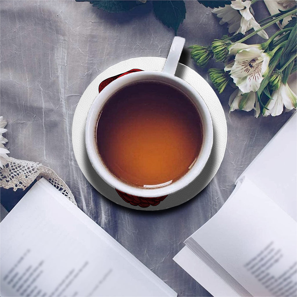 Christmas Santa Dachshund Print Leather Coaster Set