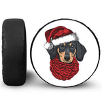 Christmas Santa Dachshund Print Leather Spare Tire Cover