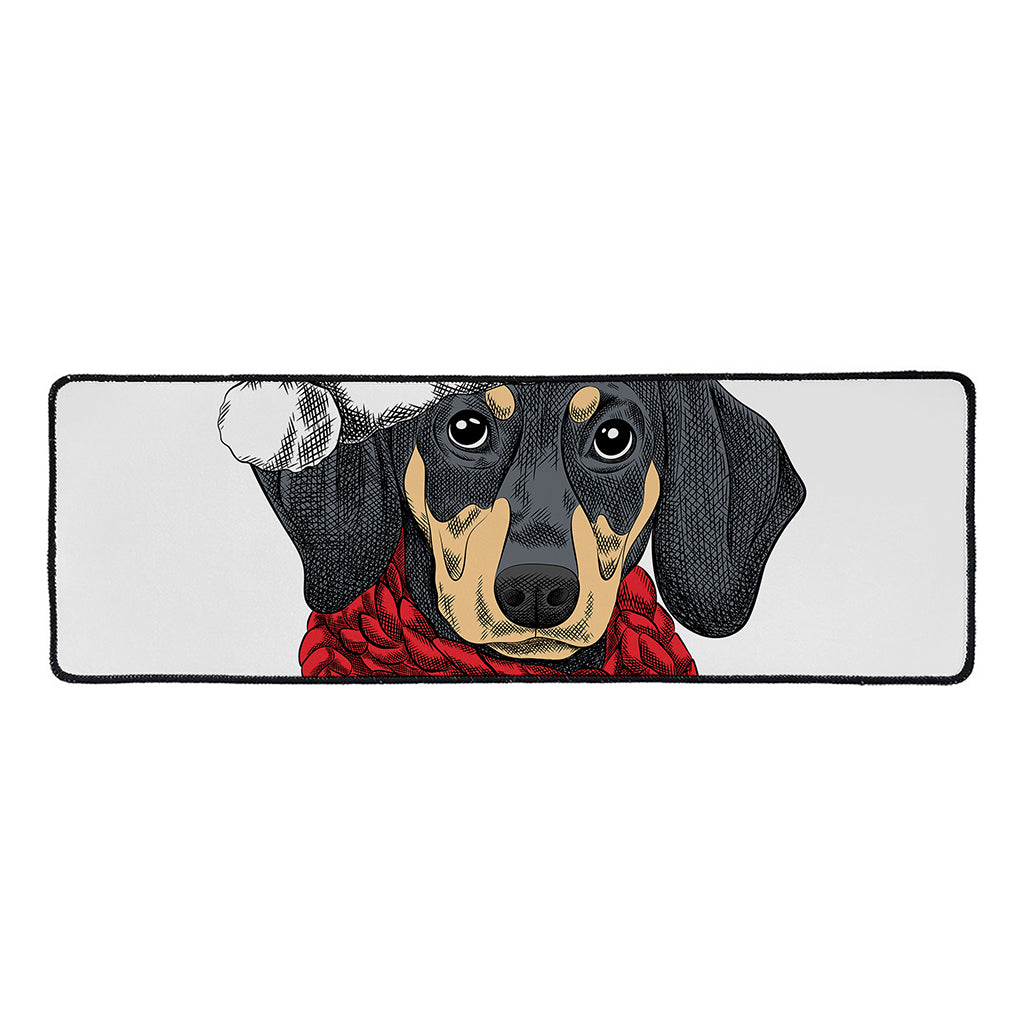 Christmas Santa Dachshund Print Long Kitchen Mat