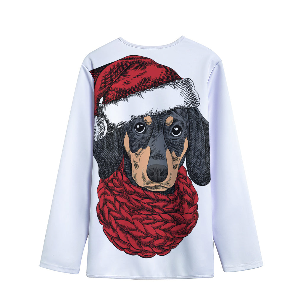 Christmas Santa Dachshund Print Long Sleeve Short Coat