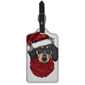 Christmas Santa Dachshund Print Luggage Tag