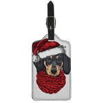 Christmas Santa Dachshund Print Luggage Tag