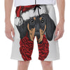 Christmas Santa Dachshund Print Men's Beach Shorts