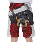 Christmas Santa Dachshund Print Men's Beach Shorts