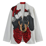 Christmas Santa Dachshund Print Men's Blazer