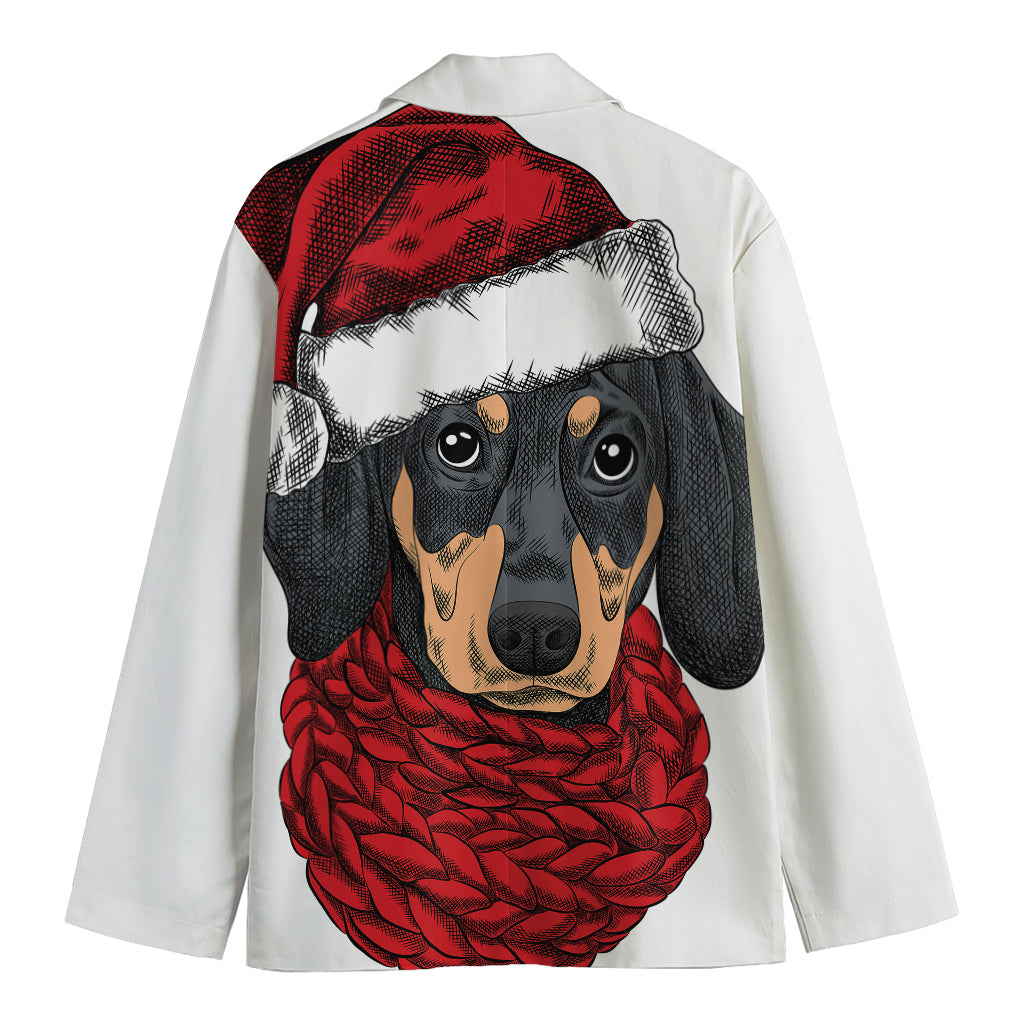 Christmas Santa Dachshund Print Men's Blazer