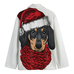 Christmas Santa Dachshund Print Men's Blazer