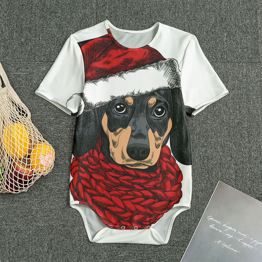 Christmas Santa Dachshund Print Men's Bodysuit