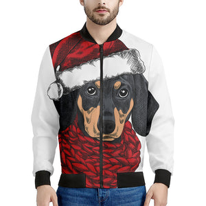 Christmas Santa Dachshund Print Men's Bomber Jacket