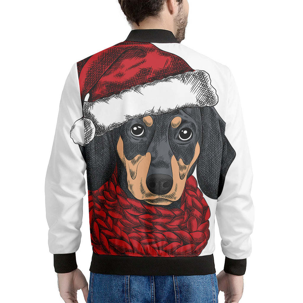 Christmas Santa Dachshund Print Men's Bomber Jacket