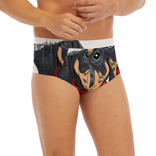 Christmas Santa Dachshund Print Men's Briefs