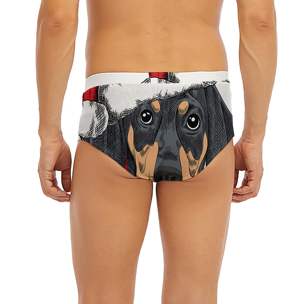 Christmas Santa Dachshund Print Men's Briefs