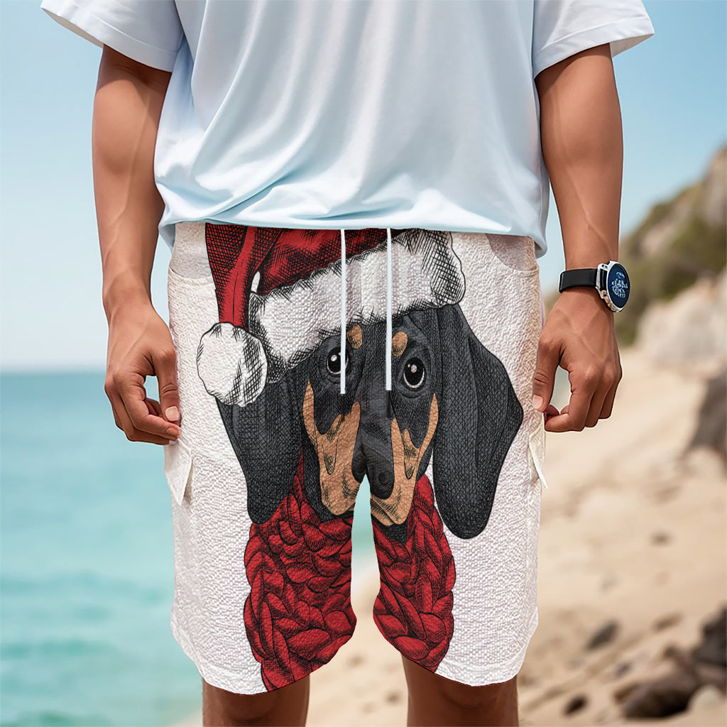 Christmas Santa Dachshund Print Men's Cargo Shorts