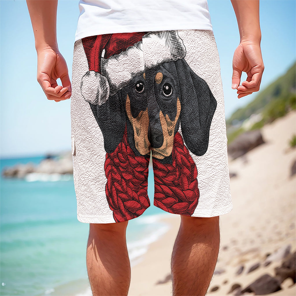 Christmas Santa Dachshund Print Men's Cargo Shorts