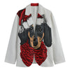 Christmas Santa Dachshund Print Men's Cotton Blazer