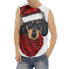 Christmas Santa Dachshund Print Men's Fitness Tank Top