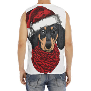 Christmas Santa Dachshund Print Men's Fitness Tank Top